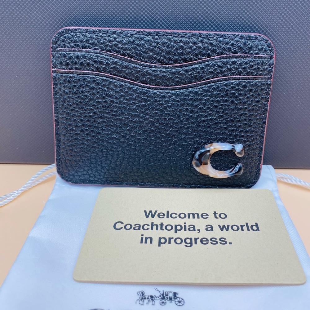 Coach Coachtopia Black Wavy Card Case in Coachtopia Leather